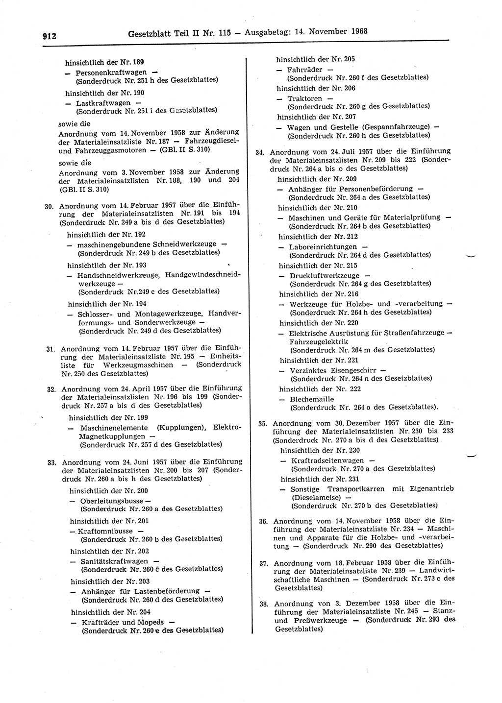 Gesetzblatt (GBl.) der Deutschen Demokratischen Republik (DDR) Teil ⅠⅠ 1968, Seite 912 (GBl. DDR ⅠⅠ 1968, S. 912)