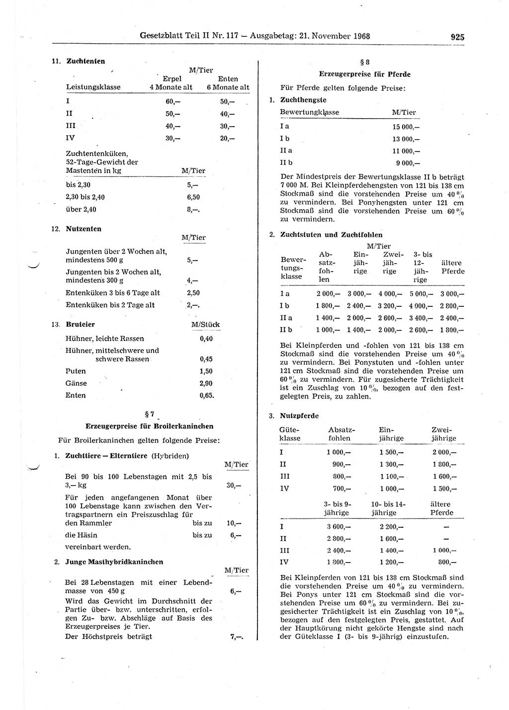 Gesetzblatt (GBl.) der Deutschen Demokratischen Republik (DDR) Teil ⅠⅠ 1968, Seite 925 (GBl. DDR ⅠⅠ 1968, S. 925)