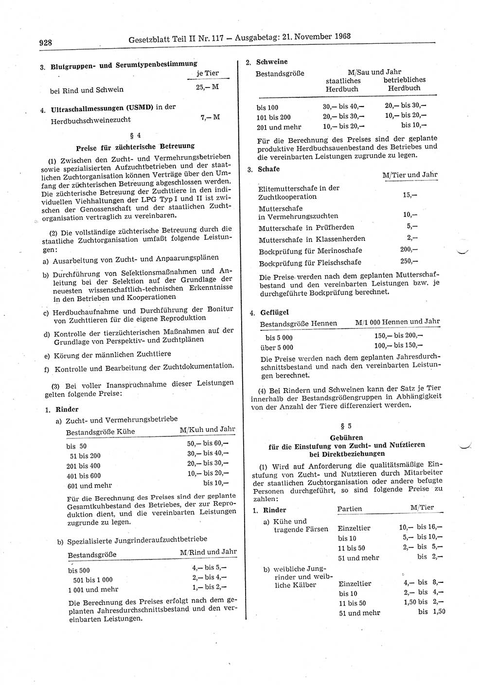 Gesetzblatt (GBl.) der Deutschen Demokratischen Republik (DDR) Teil ⅠⅠ 1968, Seite 928 (GBl. DDR ⅠⅠ 1968, S. 928)