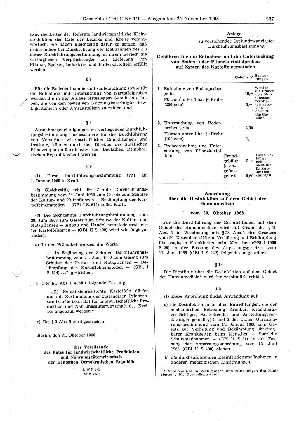 Gesetzblatt (GBl.) der Deutschen Demokratischen Republik (DDR) Teil ⅠⅠ 1968, Seite 937 (GBl. DDR ⅠⅠ 1968, S. 937)