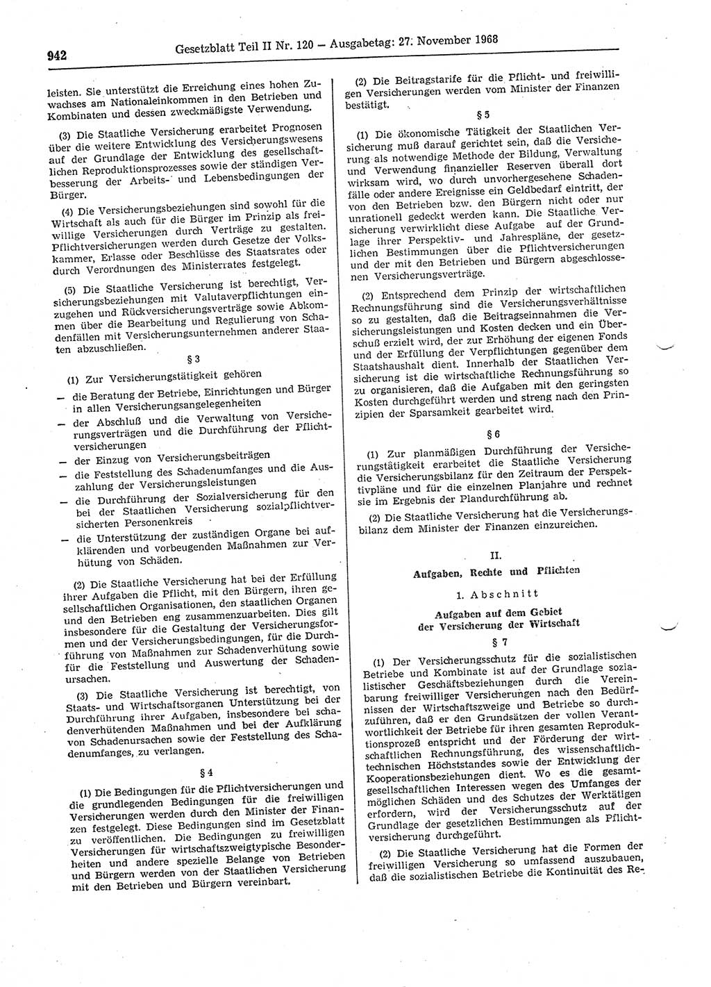 Gesetzblatt (GBl.) der Deutschen Demokratischen Republik (DDR) Teil ⅠⅠ 1968, Seite 942 (GBl. DDR ⅠⅠ 1968, S. 942)