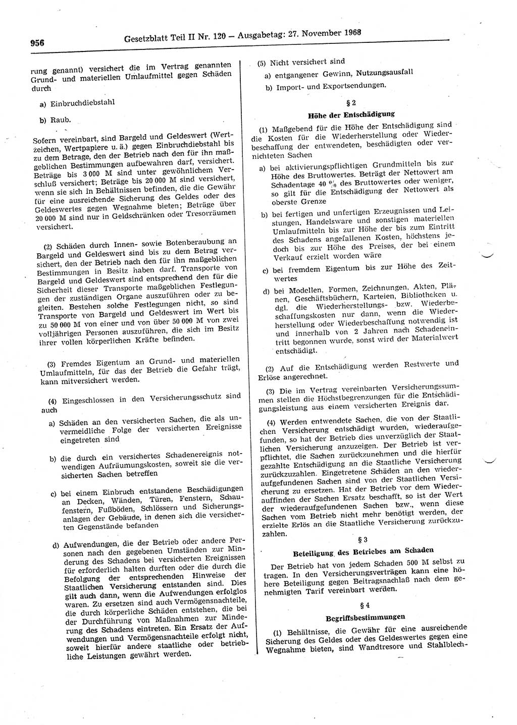 Gesetzblatt (GBl.) der Deutschen Demokratischen Republik (DDR) Teil ⅠⅠ 1968, Seite 956 (GBl. DDR ⅠⅠ 1968, S. 956)