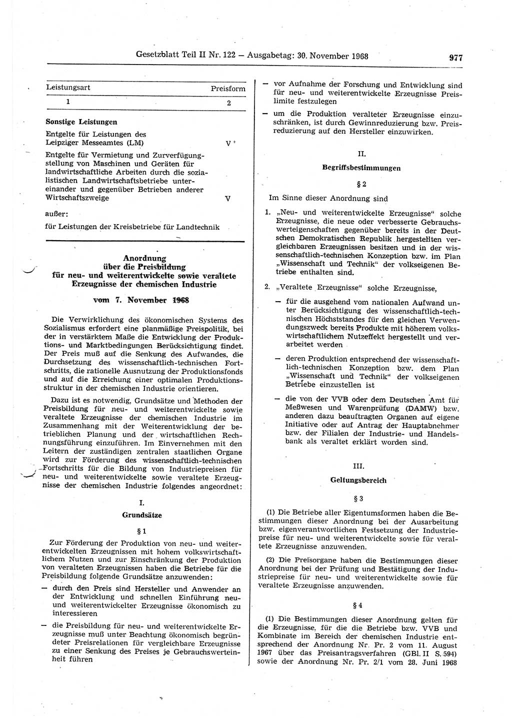 Gesetzblatt (GBl.) der Deutschen Demokratischen Republik (DDR) Teil ⅠⅠ 1968, Seite 977 (GBl. DDR ⅠⅠ 1968, S. 977)