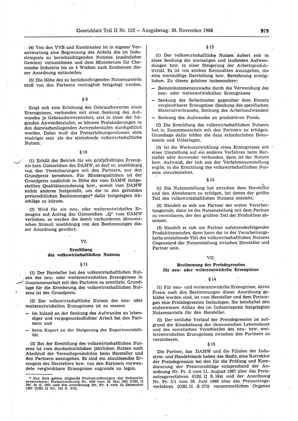 Gesetzblatt (GBl.) der Deutschen Demokratischen Republik (DDR) Teil ⅠⅠ 1968, Seite 979 (GBl. DDR ⅠⅠ 1968, S. 979)