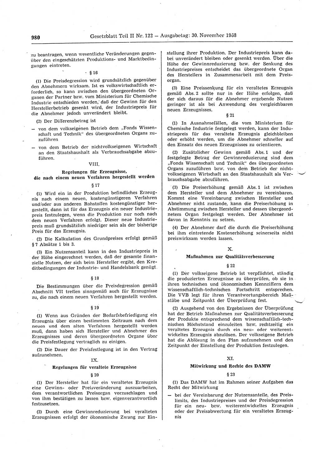 Gesetzblatt (GBl.) der Deutschen Demokratischen Republik (DDR) Teil ⅠⅠ 1968, Seite 980 (GBl. DDR ⅠⅠ 1968, S. 980)
