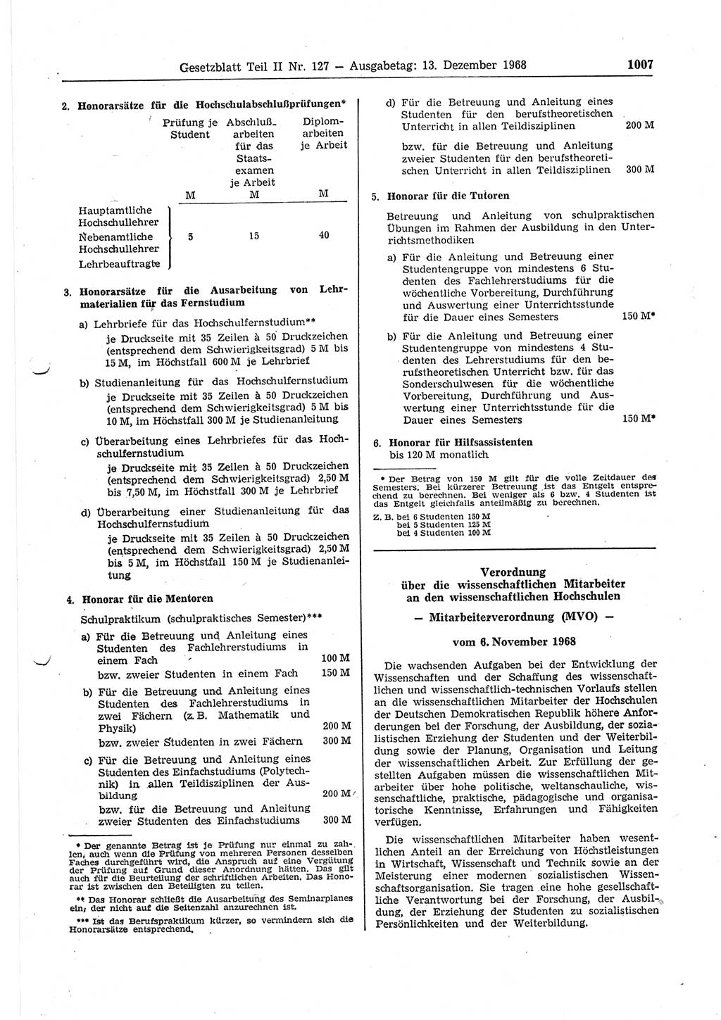Gesetzblatt (GBl.) der Deutschen Demokratischen Republik (DDR) Teil ⅠⅠ 1968, Seite 1007 (GBl. DDR ⅠⅠ 1968, S. 1007)