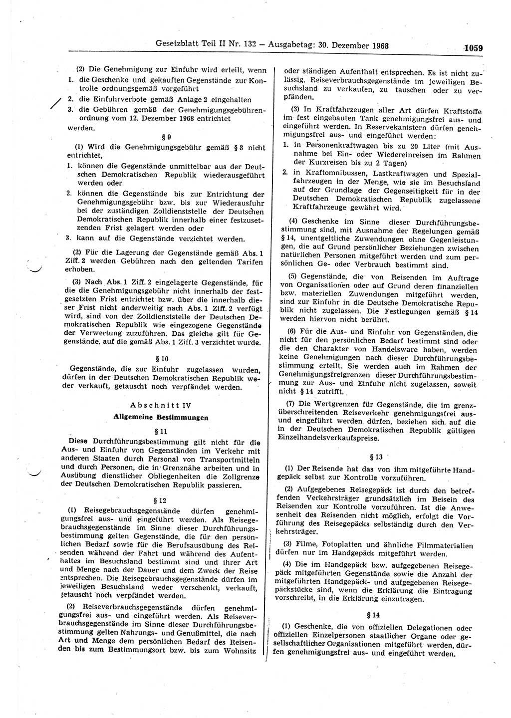 Gesetzblatt (GBl.) der Deutschen Demokratischen Republik (DDR) Teil ⅠⅠ 1968, Seite 1059 (GBl. DDR ⅠⅠ 1968, S. 1059)
