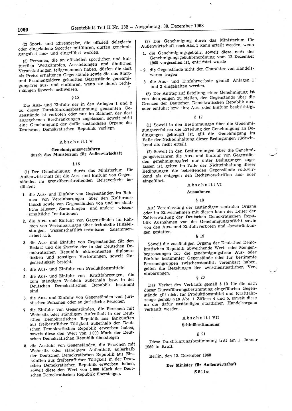 Gesetzblatt (GBl.) der Deutschen Demokratischen Republik (DDR) Teil ⅠⅠ 1968, Seite 1060 (GBl. DDR ⅠⅠ 1968, S. 1060)