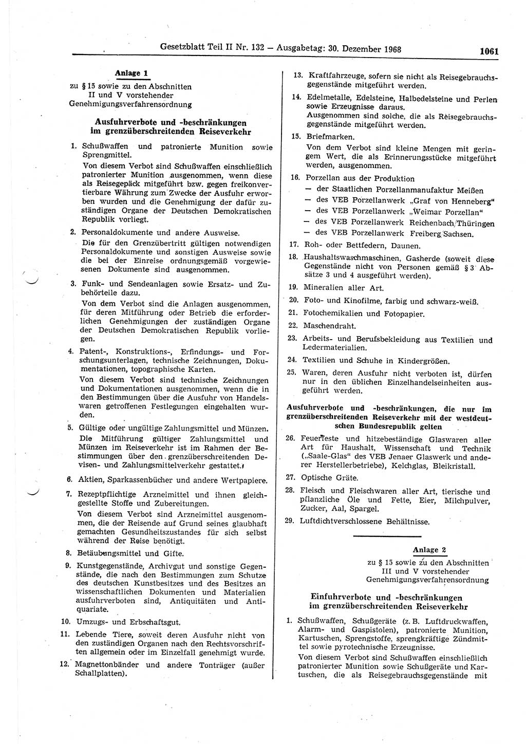 Gesetzblatt (GBl.) der Deutschen Demokratischen Republik (DDR) Teil ⅠⅠ 1968, Seite 1061 (GBl. DDR ⅠⅠ 1968, S. 1061)