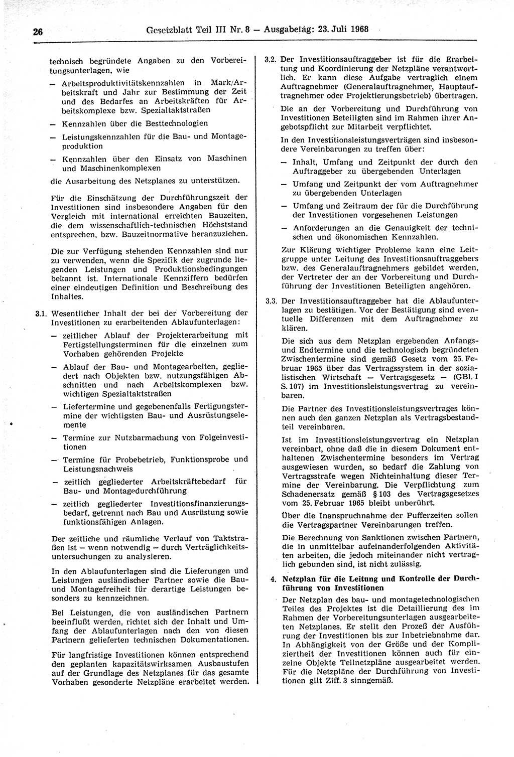 Gesetzblatt (GBl.) der Deutschen Demokratischen Republik (DDR) Teil ⅠⅠⅠ 1968, Seite 26 (GBl. DDR ⅠⅠⅠ 1968, S. 26)