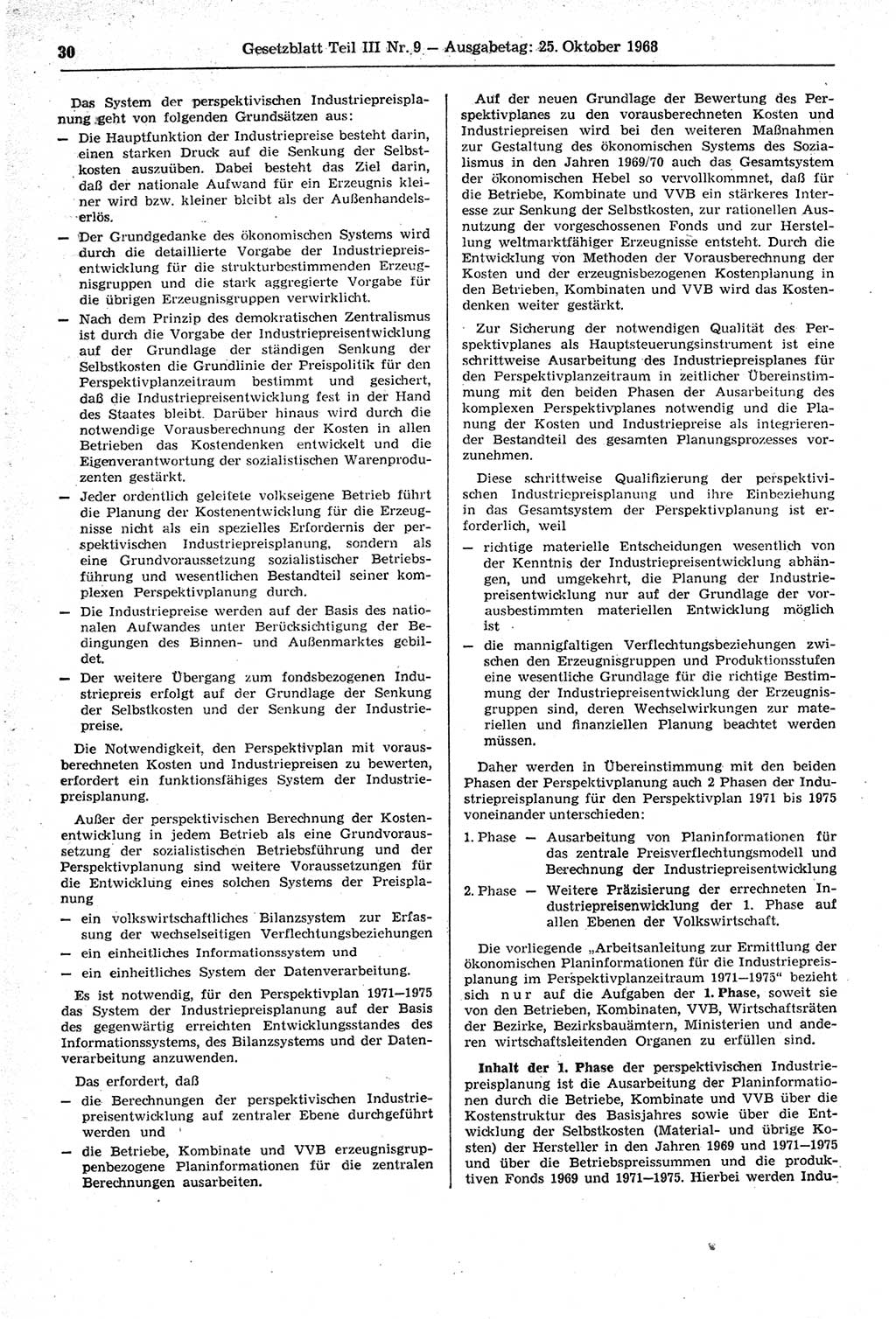 Gesetzblatt (GBl.) der Deutschen Demokratischen Republik (DDR) Teil ⅠⅠⅠ 1968, Seite 30 (GBl. DDR ⅠⅠⅠ 1968, S. 30)