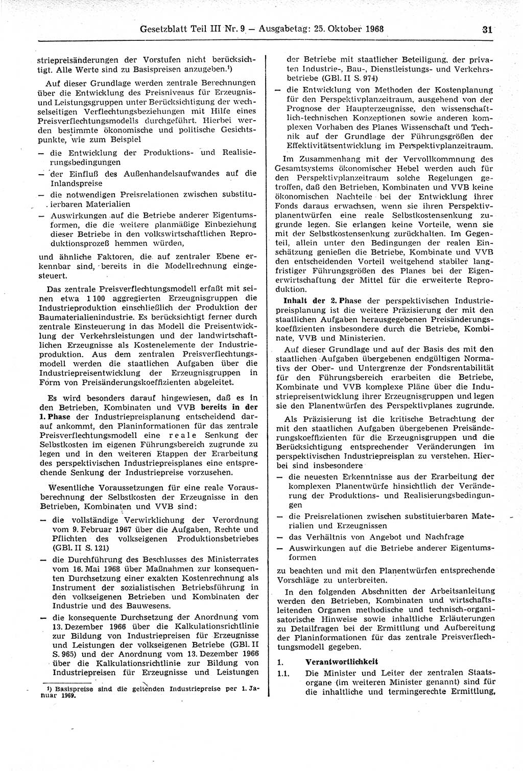Gesetzblatt (GBl.) der Deutschen Demokratischen Republik (DDR) Teil ⅠⅠⅠ 1968, Seite 31 (GBl. DDR ⅠⅠⅠ 1968, S. 31)