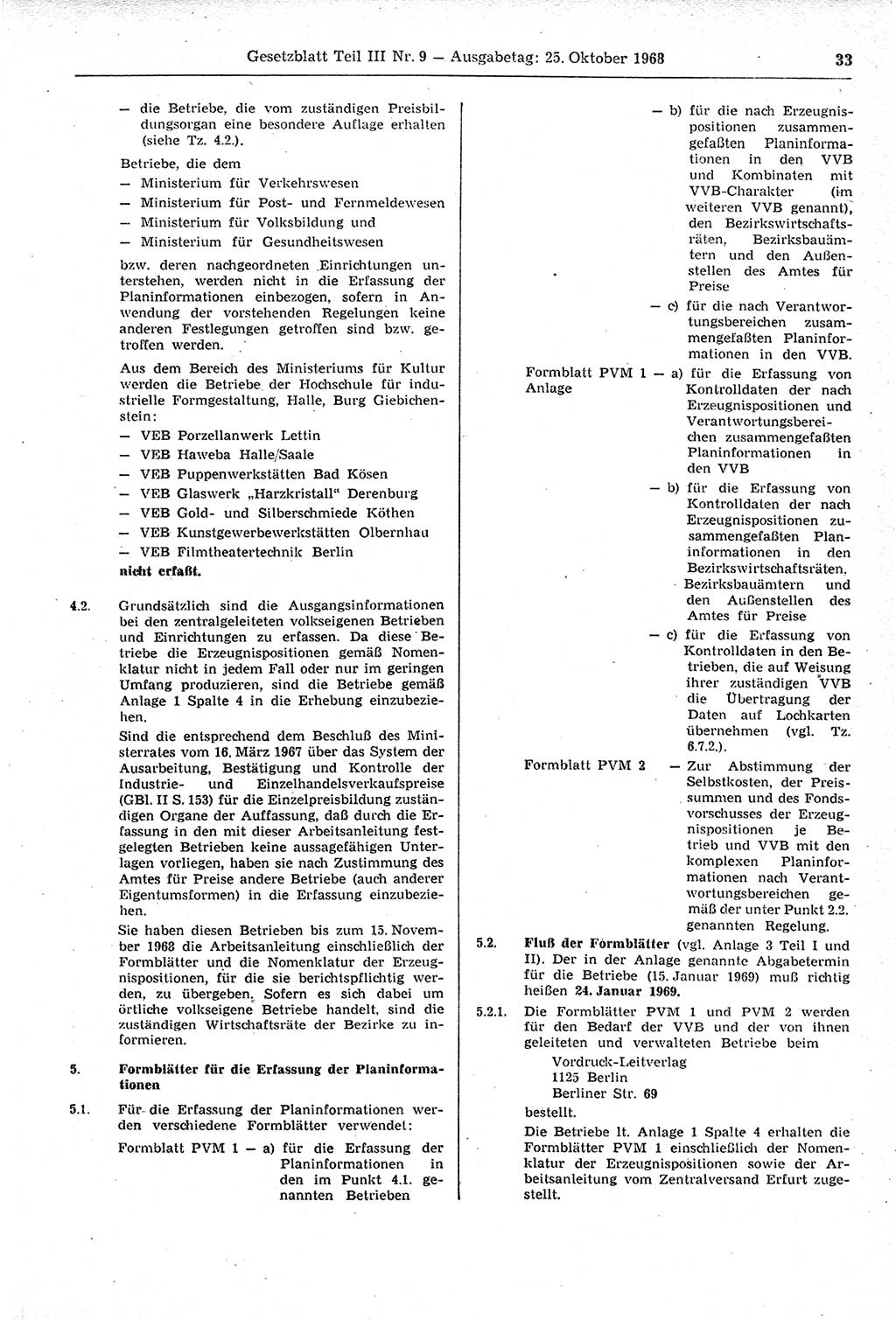 Gesetzblatt (GBl.) der Deutschen Demokratischen Republik (DDR) Teil ⅠⅠⅠ 1968, Seite 33 (GBl. DDR ⅠⅠⅠ 1968, S. 33)