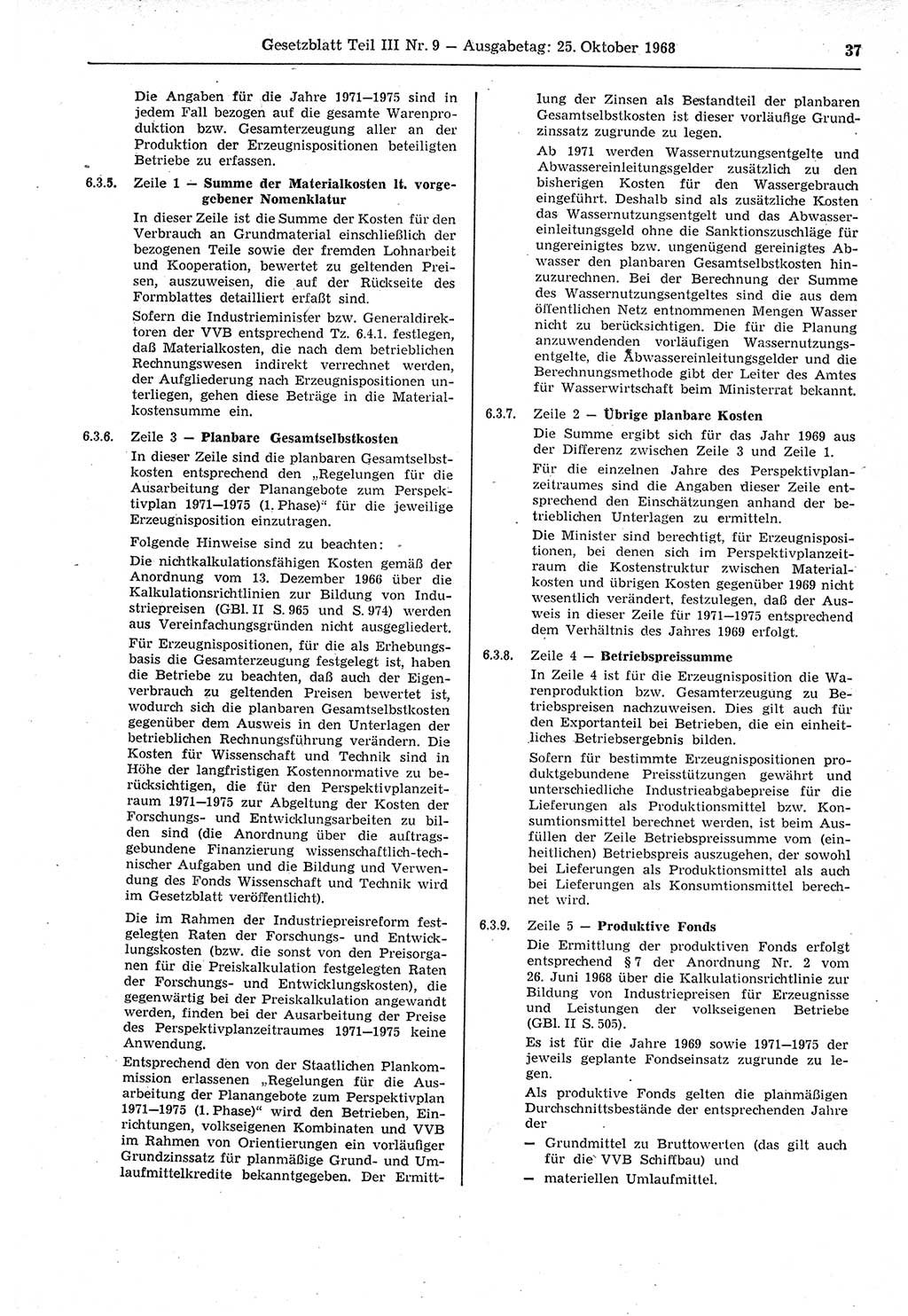 Gesetzblatt (GBl.) der Deutschen Demokratischen Republik (DDR) Teil ⅠⅠⅠ 1968, Seite 37 (GBl. DDR ⅠⅠⅠ 1968, S. 37)