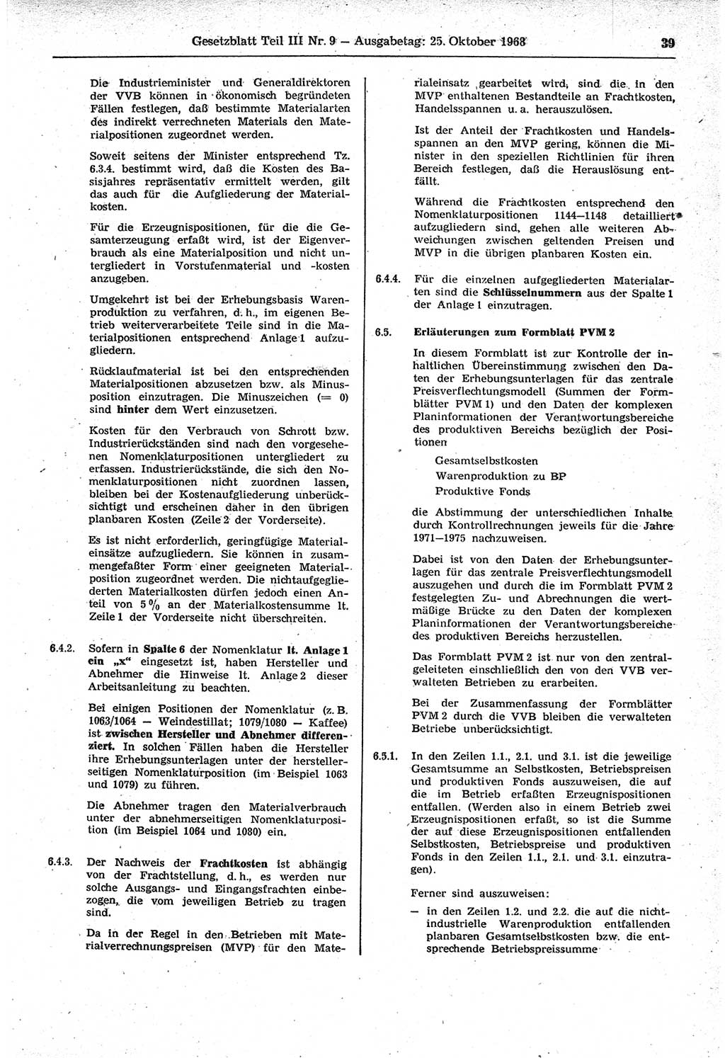 Gesetzblatt (GBl.) der Deutschen Demokratischen Republik (DDR) Teil ⅠⅠⅠ 1968, Seite 39 (GBl. DDR ⅠⅠⅠ 1968, S. 39)