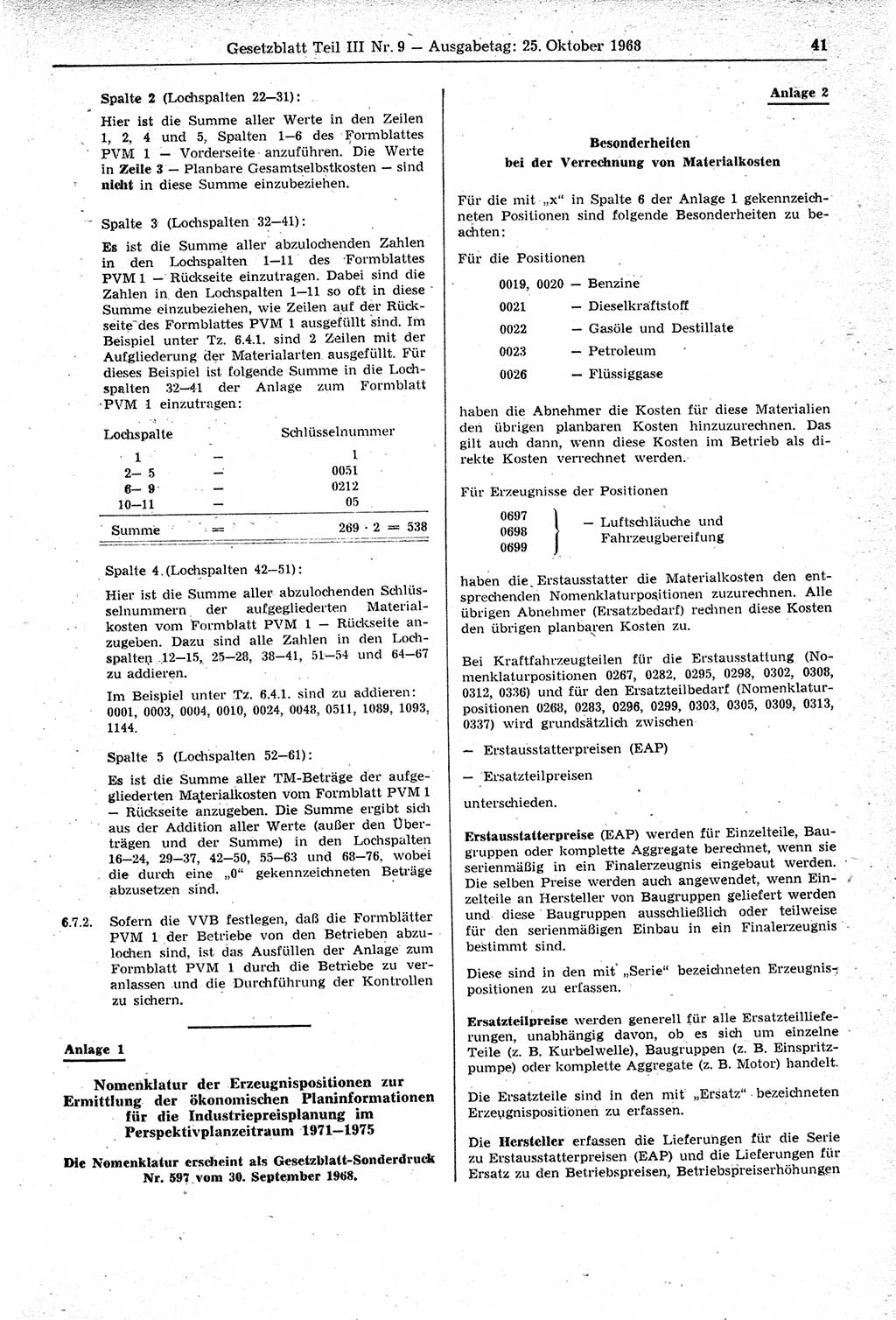 Gesetzblatt (GBl.) der Deutschen Demokratischen Republik (DDR) Teil ⅠⅠⅠ 1968, Seite 41 (GBl. DDR ⅠⅠⅠ 1968, S. 41)