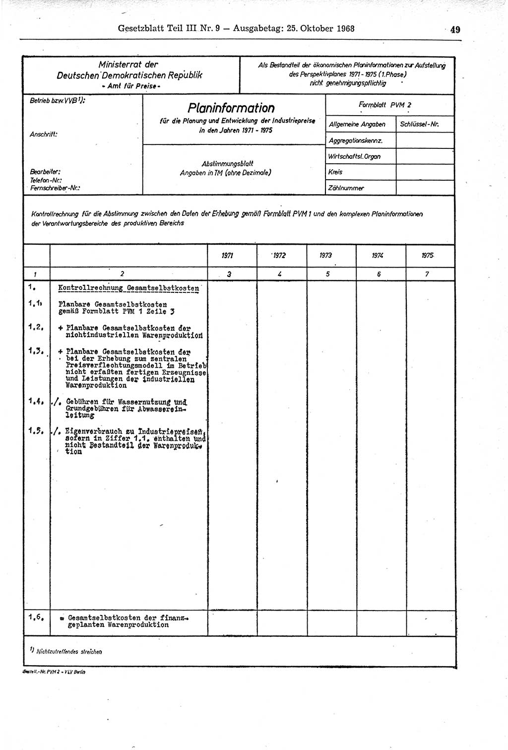Gesetzblatt (GBl.) der Deutschen Demokratischen Republik (DDR) Teil ⅠⅠⅠ 1968, Seite 49 (GBl. DDR ⅠⅠⅠ 1968, S. 49)