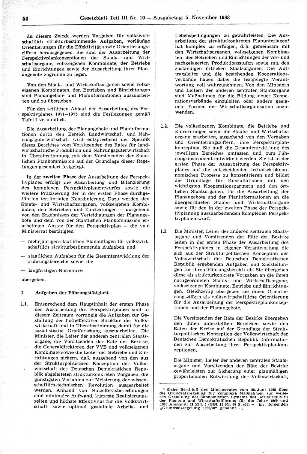 Gesetzblatt (GBl.) der Deutschen Demokratischen Republik (DDR) Teil ⅠⅠⅠ 1968, Seite 54 (GBl. DDR ⅠⅠⅠ 1968, S. 54)