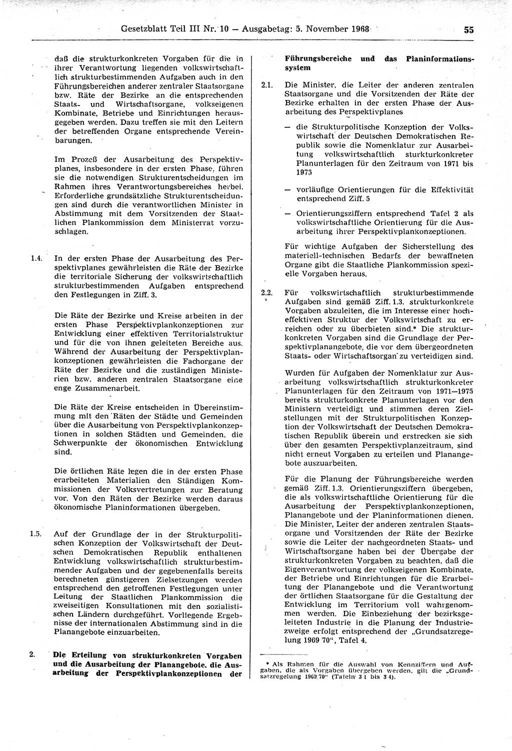 Gesetzblatt (GBl.) der Deutschen Demokratischen Republik (DDR) Teil ⅠⅠⅠ 1968, Seite 55 (GBl. DDR ⅠⅠⅠ 1968, S. 55)