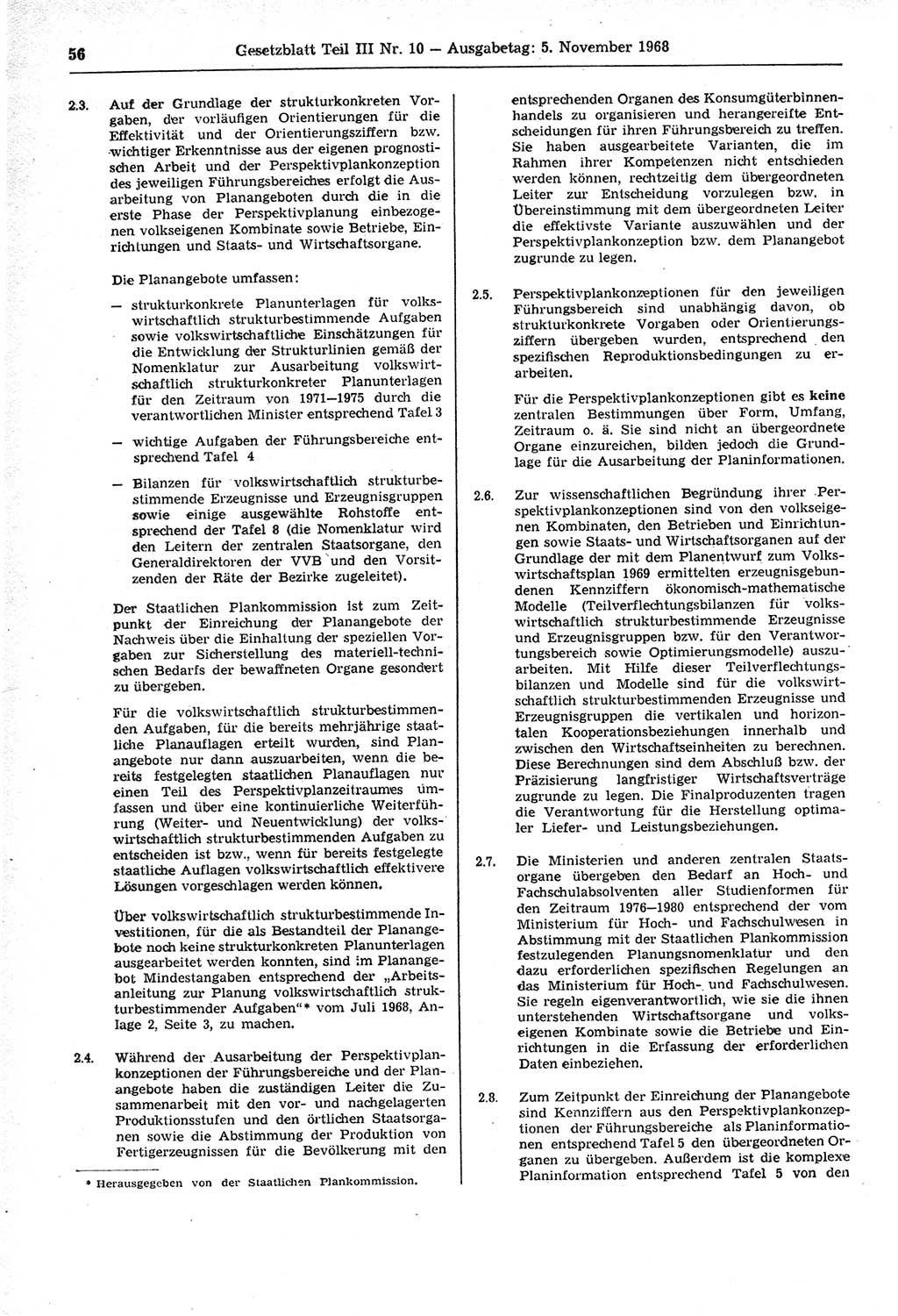 Gesetzblatt (GBl.) der Deutschen Demokratischen Republik (DDR) Teil ⅠⅠⅠ 1968, Seite 56 (GBl. DDR ⅠⅠⅠ 1968, S. 56)