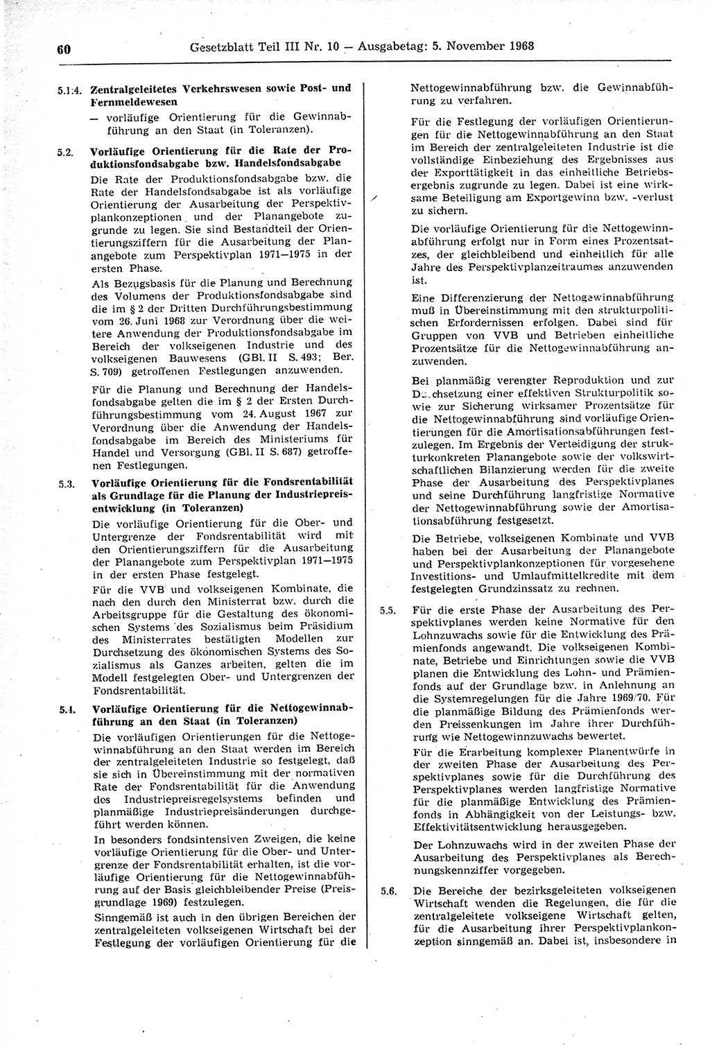 Gesetzblatt (GBl.) der Deutschen Demokratischen Republik (DDR) Teil ⅠⅠⅠ 1968, Seite 60 (GBl. DDR ⅠⅠⅠ 1968, S. 60)