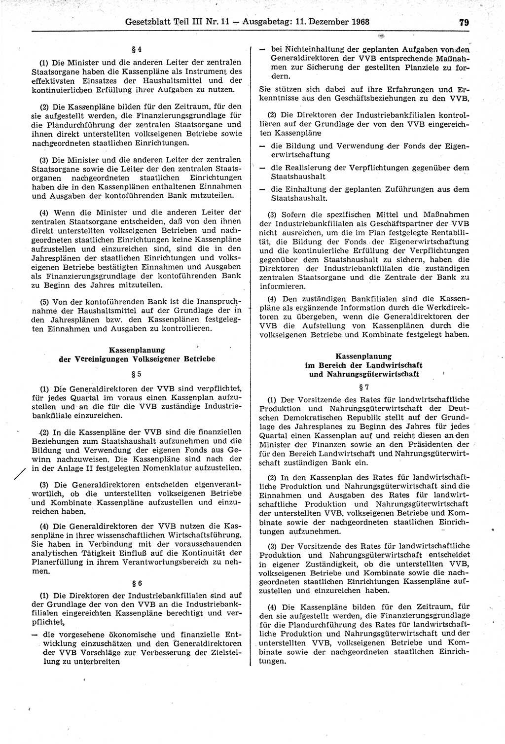 Gesetzblatt (GBl.) der Deutschen Demokratischen Republik (DDR) Teil ⅠⅠⅠ 1968, Seite 79 (GBl. DDR ⅠⅠⅠ 1968, S. 79)
