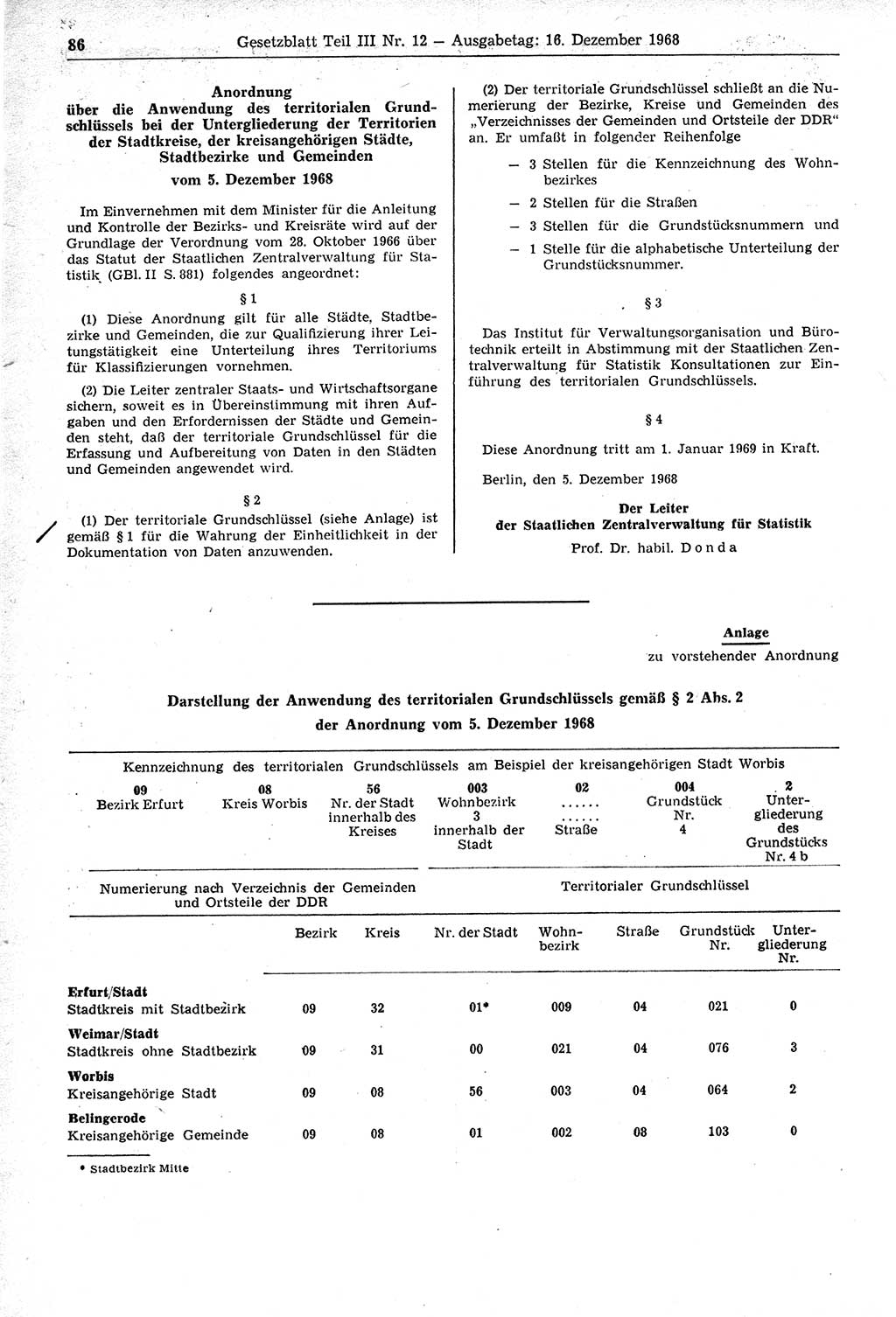 Gesetzblatt (GBl.) der Deutschen Demokratischen Republik (DDR) Teil ⅠⅠⅠ 1968, Seite 86 (GBl. DDR ⅠⅠⅠ 1968, S. 86)
