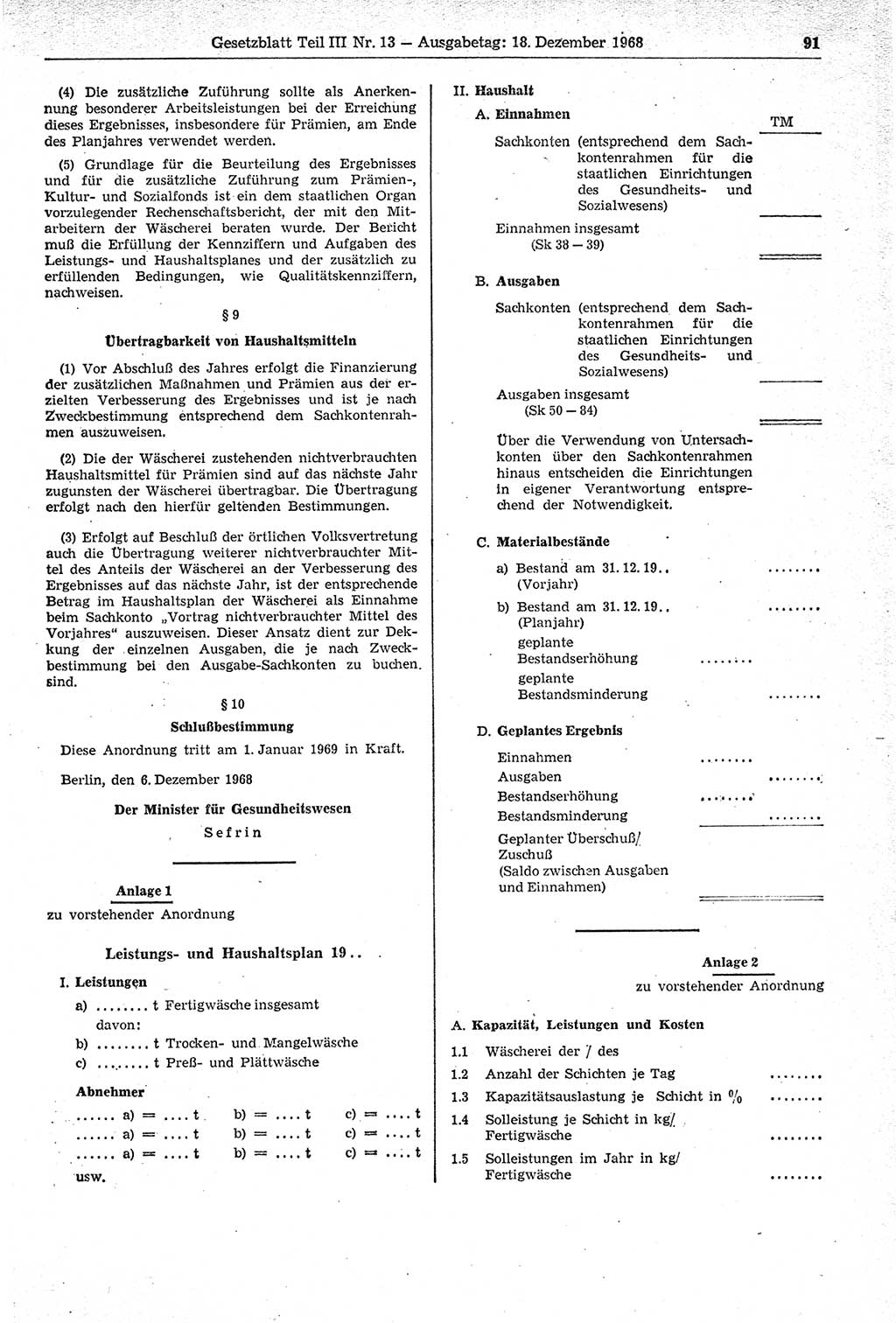 Gesetzblatt (GBl.) der Deutschen Demokratischen Republik (DDR) Teil ⅠⅠⅠ 1968, Seite 91 (GBl. DDR ⅠⅠⅠ 1968, S. 91)