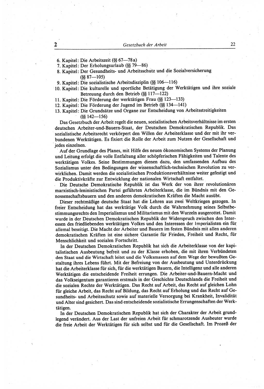 Gesetzbuch der Arbeit (GBA) und andere ausgewählte rechtliche Bestimmungen [Deutsche Demokratische Republik (DDR)] 1968, Seite 22 (GBA DDR 1968, S. 22)