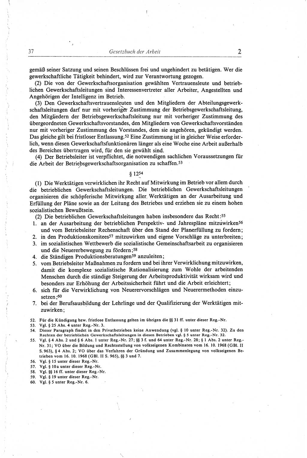 Gesetzbuch der Arbeit (GBA) und andere ausgewählte rechtliche Bestimmungen [Deutsche Demokratische Republik (DDR)] 1968, Seite 37 (GBA DDR 1968, S. 37)