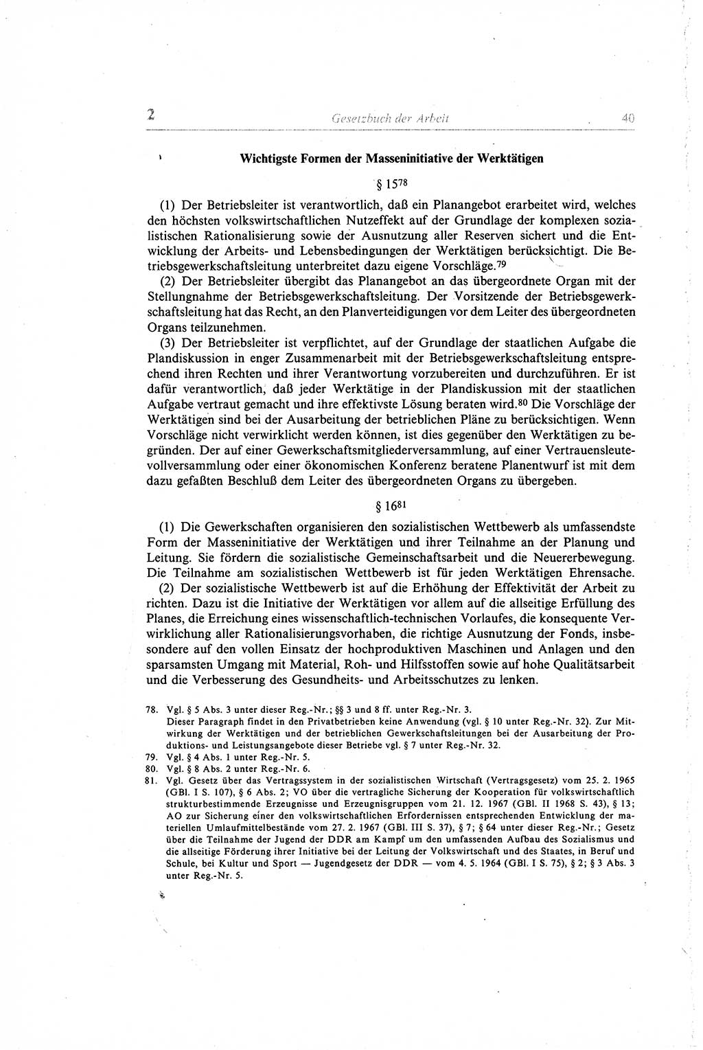 Gesetzbuch der Arbeit (GBA) und andere ausgewählte rechtliche Bestimmungen [Deutsche Demokratische Republik (DDR)] 1968, Seite 40 (GBA DDR 1968, S. 40)