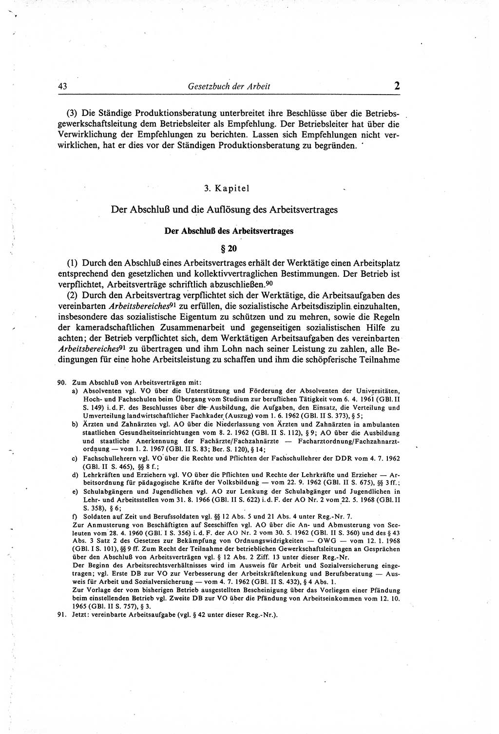 Gesetzbuch der Arbeit (GBA) und andere ausgewählte rechtliche Bestimmungen [Deutsche Demokratische Republik (DDR)] 1968, Seite 43 (GBA DDR 1968, S. 43)