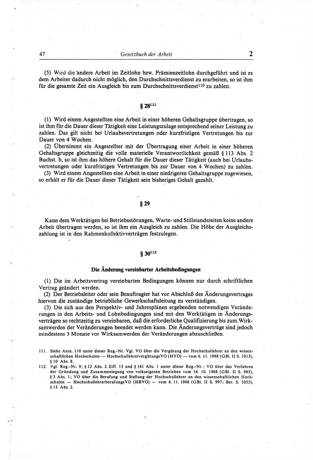 Gesetzbuch der Arbeit (GBA) und andere ausgewählte rechtliche Bestimmungen [Deutsche Demokratische Republik (DDR)] 1968, Seite 47 (GBA DDR 1968, S. 47)