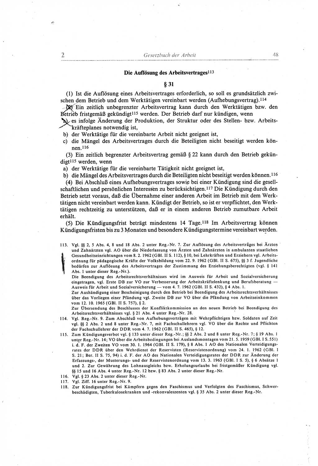 Gesetzbuch der Arbeit (GBA) und andere ausgewählte rechtliche Bestimmungen [Deutsche Demokratische Republik (DDR)] 1968, Seite 48 (GBA DDR 1968, S. 48)