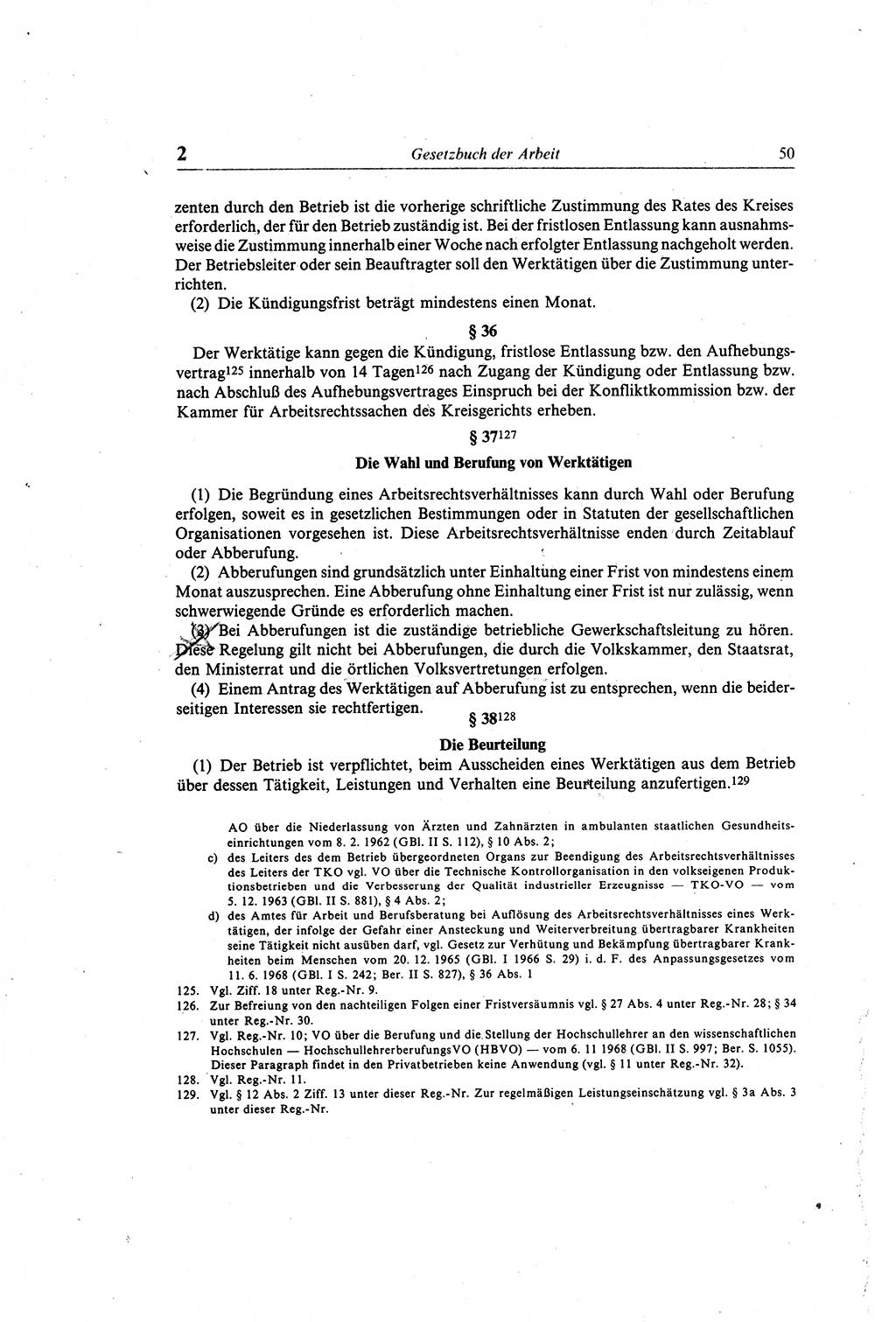 Gesetzbuch der Arbeit (GBA) und andere ausgewählte rechtliche Bestimmungen [Deutsche Demokratische Republik (DDR)] 1968, Seite 50 (GBA DDR 1968, S. 50)