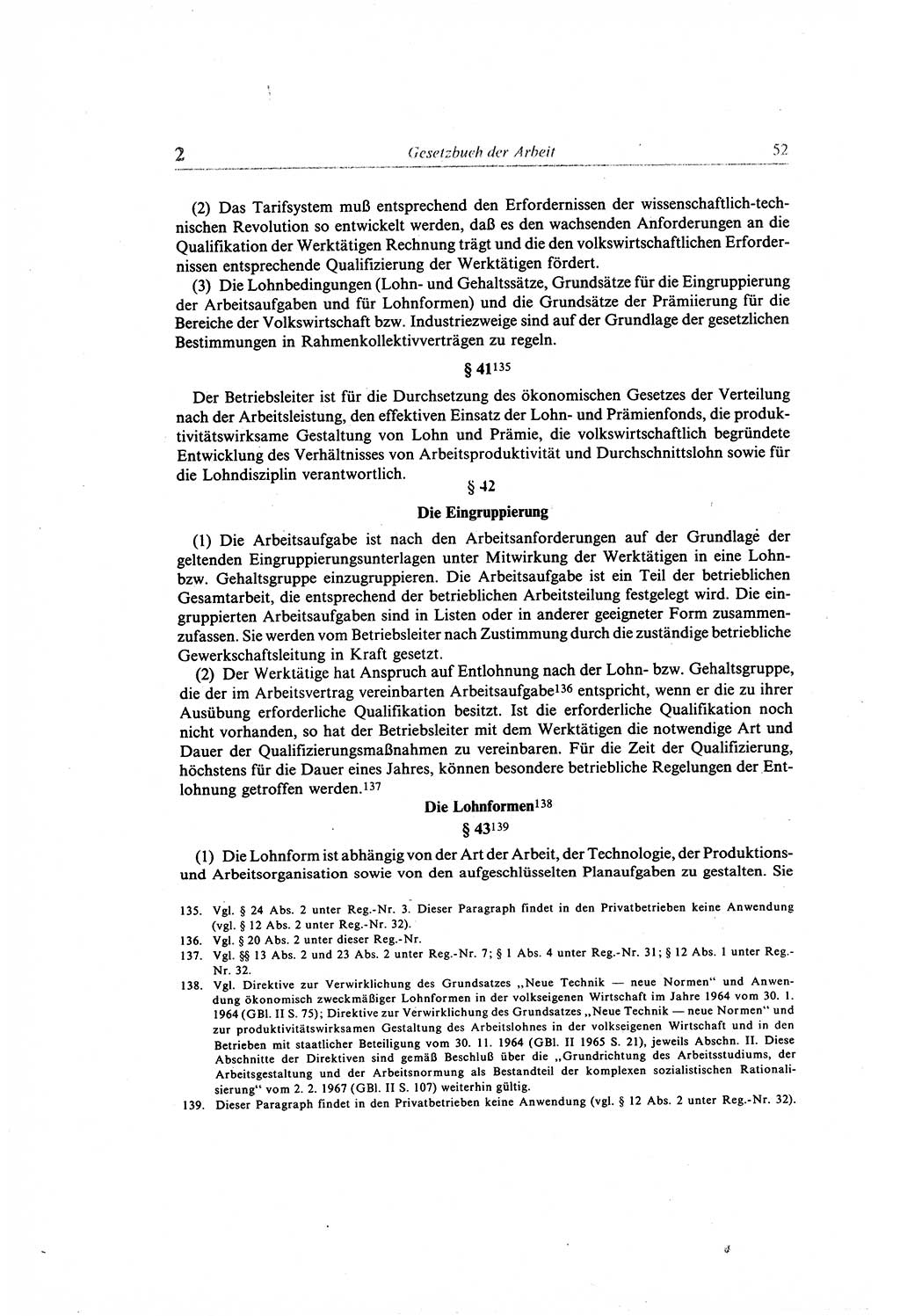 Gesetzbuch der Arbeit (GBA) und andere ausgewählte rechtliche Bestimmungen [Deutsche Demokratische Republik (DDR)] 1968, Seite 52 (GBA DDR 1968, S. 52)