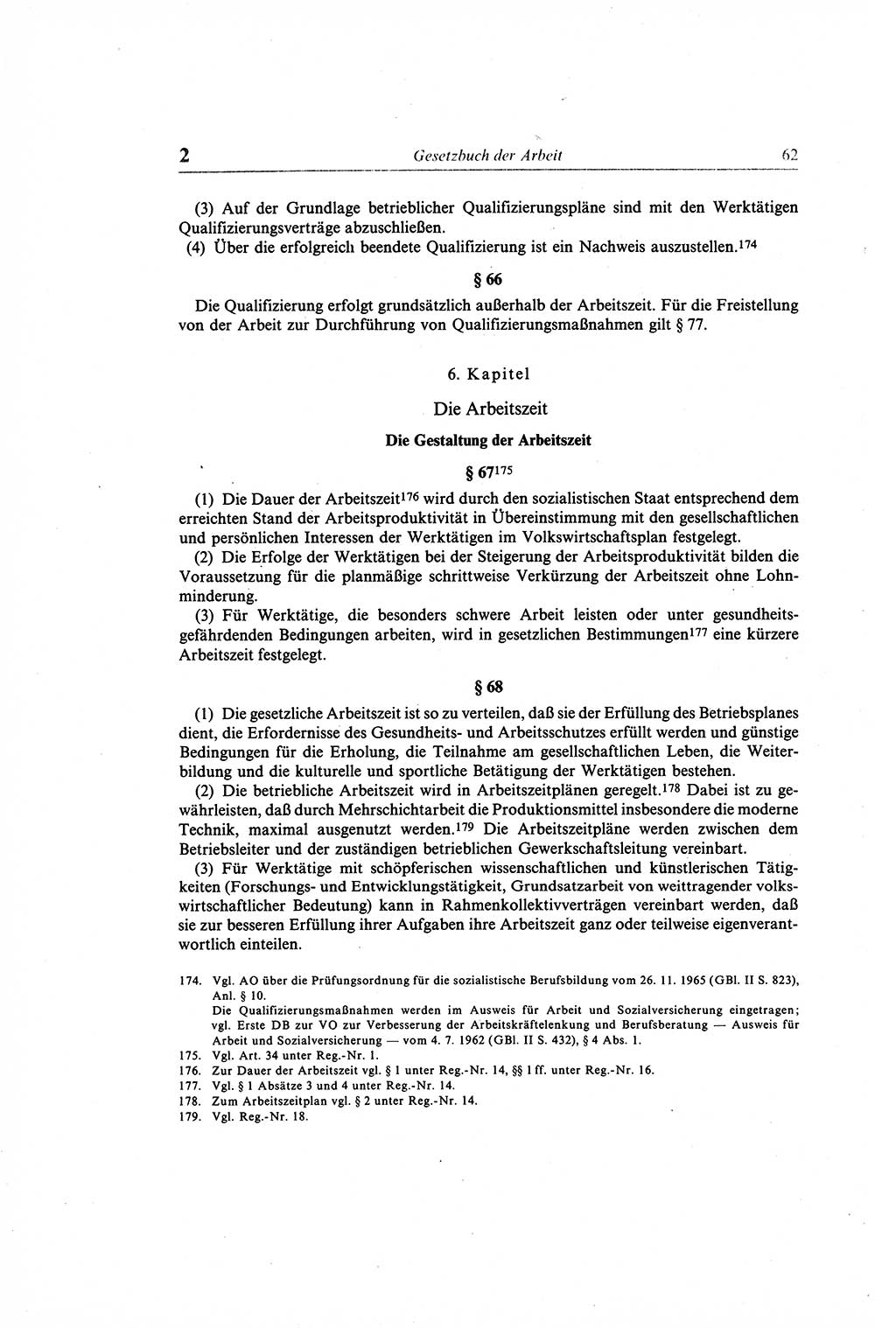 Gesetzbuch der Arbeit (GBA) und andere ausgewählte rechtliche Bestimmungen [Deutsche Demokratische Republik (DDR)] 1968, Seite 62 (GBA DDR 1968, S. 62)