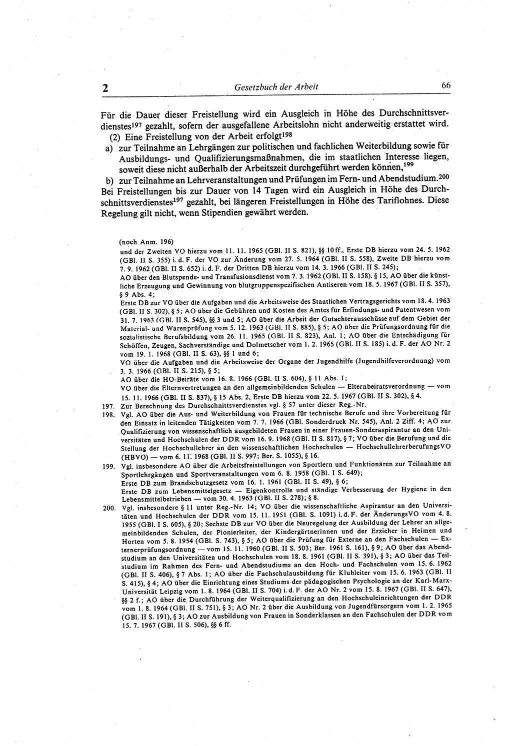 Gesetzbuch der Arbeit (GBA) und andere ausgewählte rechtliche Bestimmungen [Deutsche Demokratische Republik (DDR)] 1968, Seite 66 (GBA DDR 1968, S. 66)