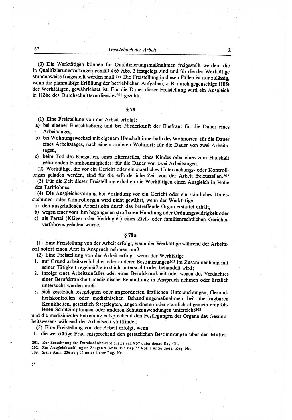 Gesetzbuch der Arbeit (GBA) und andere ausgewählte rechtliche Bestimmungen [Deutsche Demokratische Republik (DDR)] 1968, Seite 67 (GBA DDR 1968, S. 67)