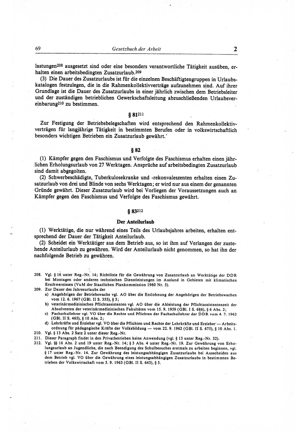 Gesetzbuch der Arbeit (GBA) und andere ausgewählte rechtliche Bestimmungen [Deutsche Demokratische Republik (DDR)] 1968, Seite 69 (GBA DDR 1968, S. 69)