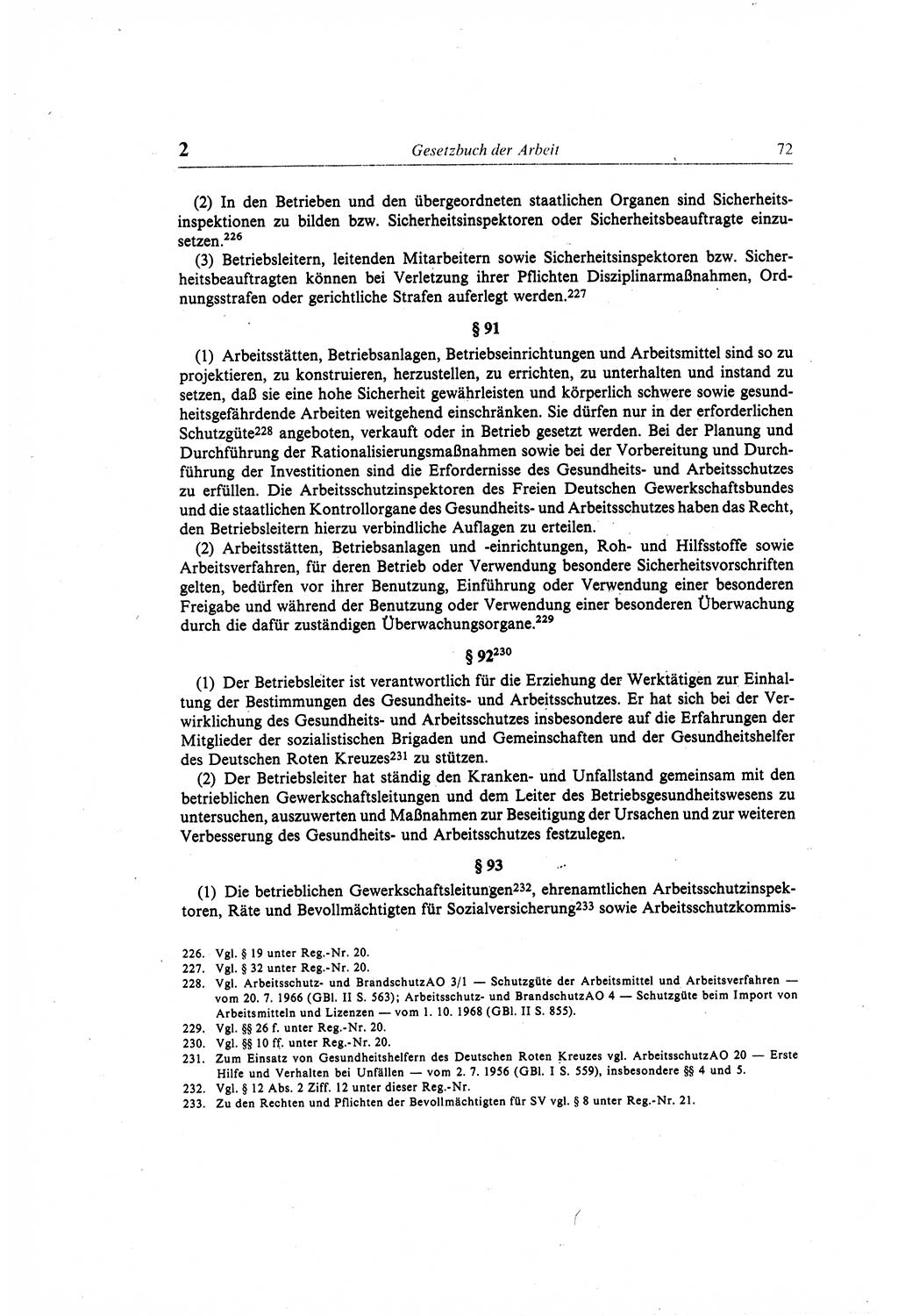 Gesetzbuch der Arbeit (GBA) und andere ausgewählte rechtliche Bestimmungen [Deutsche Demokratische Republik (DDR)] 1968, Seite 72 (GBA DDR 1968, S. 72)