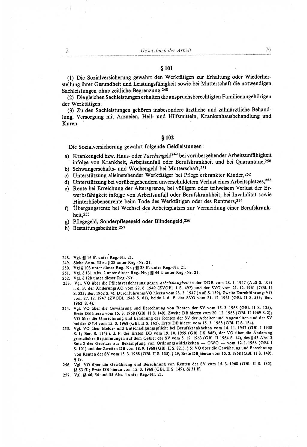 Gesetzbuch der Arbeit (GBA) und andere ausgewählte rechtliche Bestimmungen [Deutsche Demokratische Republik (DDR)] 1968, Seite 76 (GBA DDR 1968, S. 76)