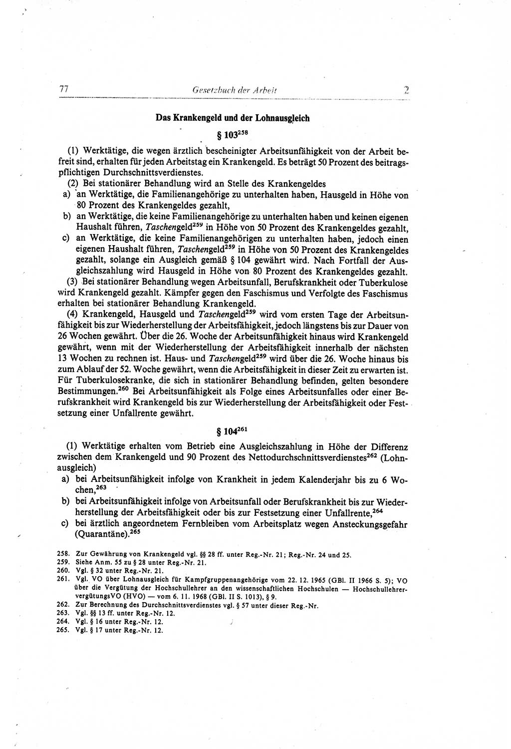 Gesetzbuch der Arbeit (GBA) und andere ausgewählte rechtliche Bestimmungen [Deutsche Demokratische Republik (DDR)] 1968, Seite 77 (GBA DDR 1968, S. 77)