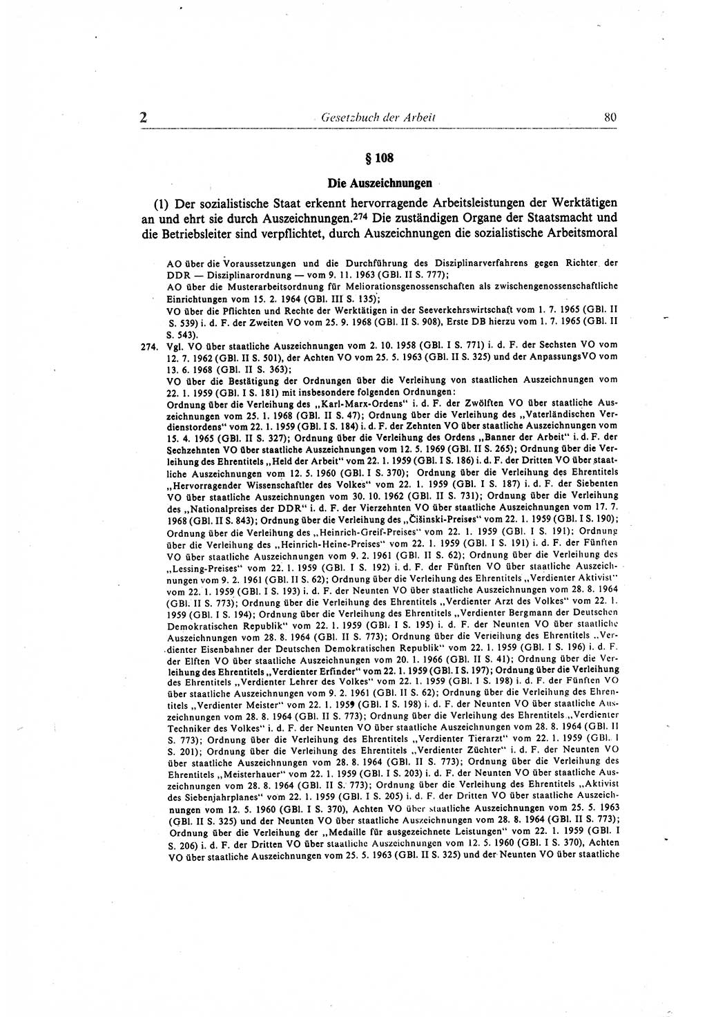 Gesetzbuch der Arbeit (GBA) und andere ausgewählte rechtliche Bestimmungen [Deutsche Demokratische Republik (DDR)] 1968, Seite 80 (GBA DDR 1968, S. 80)