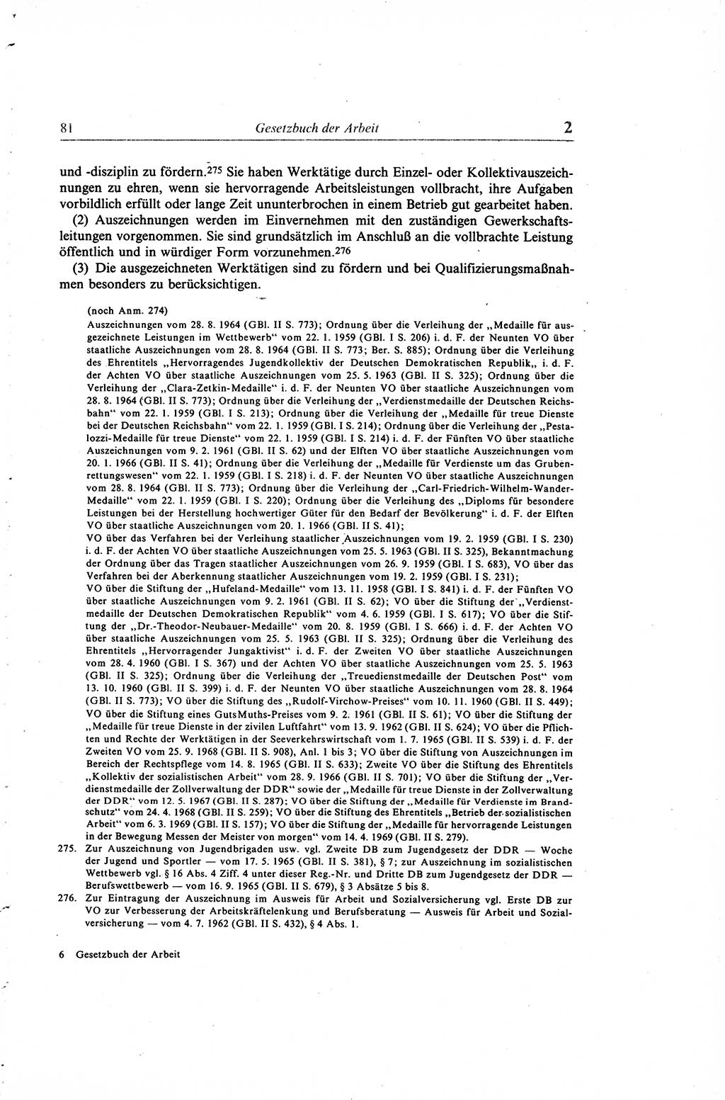 Gesetzbuch der Arbeit (GBA) und andere ausgewählte rechtliche Bestimmungen [Deutsche Demokratische Republik (DDR)] 1968, Seite 81 (GBA DDR 1968, S. 81)