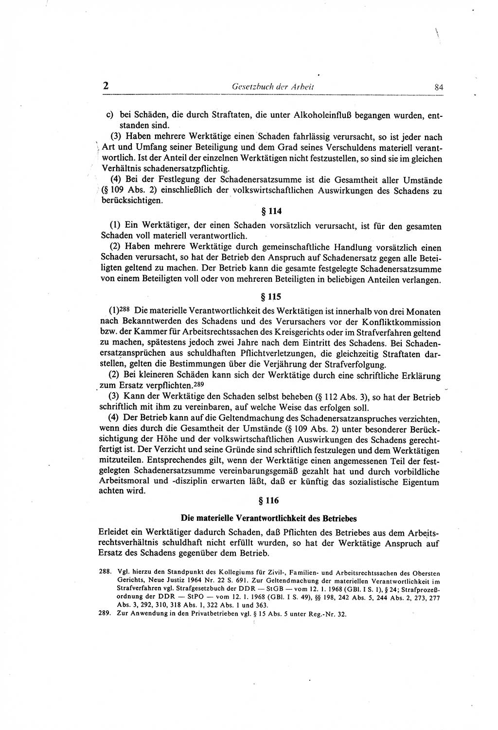 Gesetzbuch der Arbeit (GBA) und andere ausgewählte rechtliche Bestimmungen [Deutsche Demokratische Republik (DDR)] 1968, Seite 84 (GBA DDR 1968, S. 84)