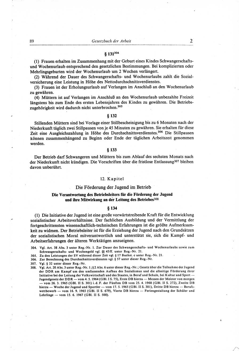 Gesetzbuch der Arbeit (GBA) und andere ausgewählte rechtliche Bestimmungen [Deutsche Demokratische Republik (DDR)] 1968, Seite 89 (GBA DDR 1968, S. 89)