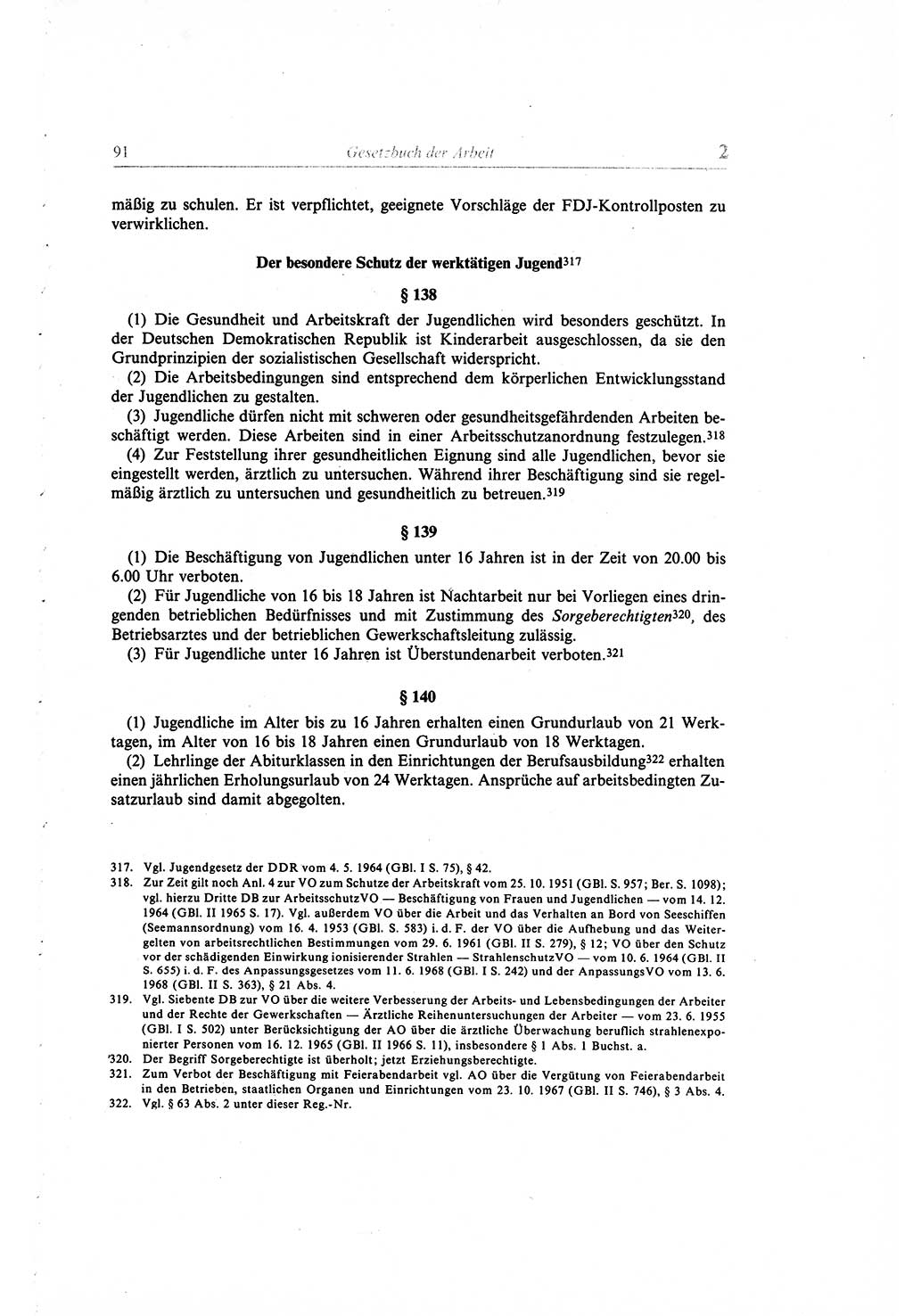 Gesetzbuch der Arbeit (GBA) und andere ausgewählte rechtliche Bestimmungen [Deutsche Demokratische Republik (DDR)] 1968, Seite 91 (GBA DDR 1968, S. 91)