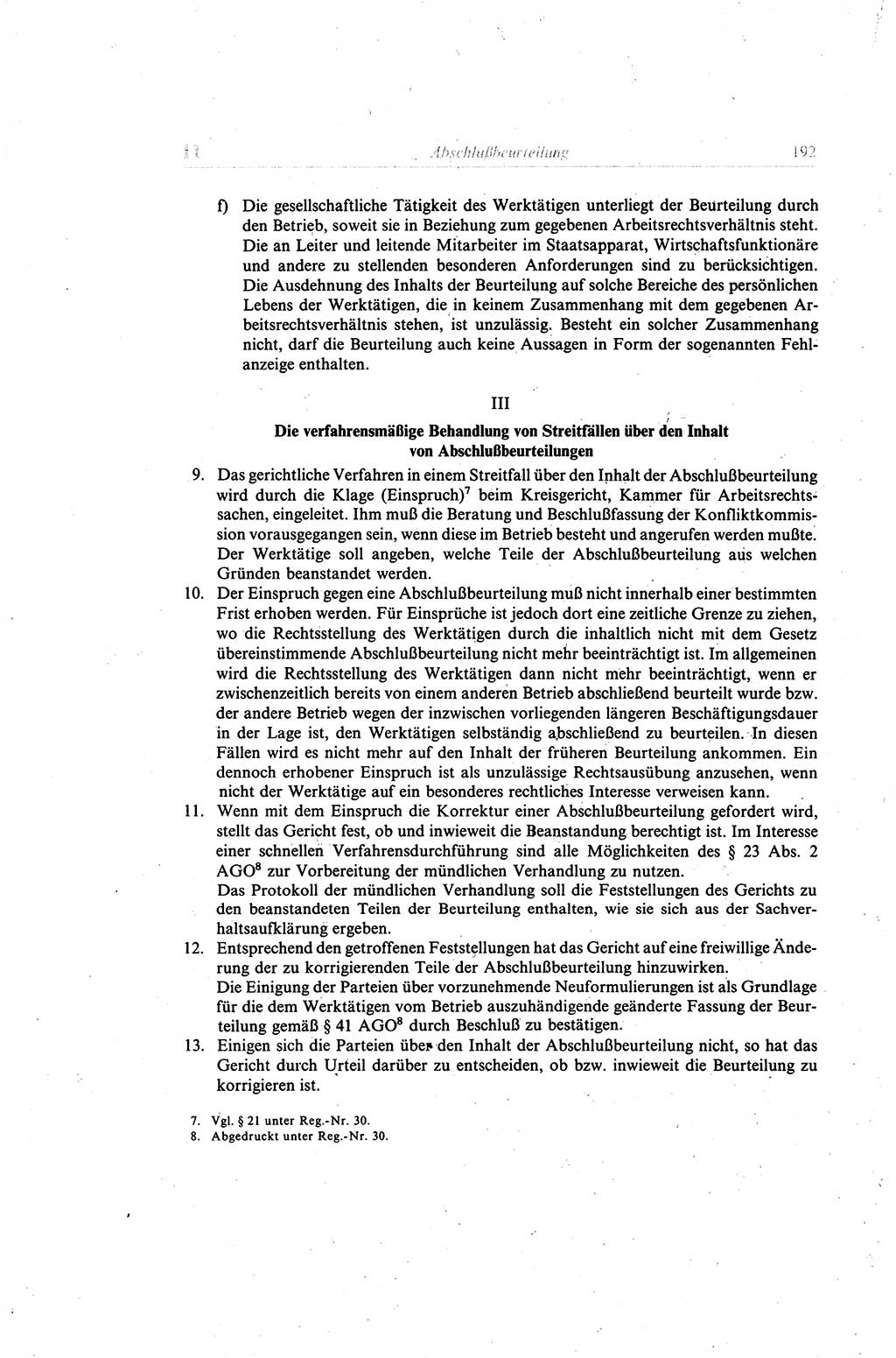 Gesetzbuch der Arbeit (GBA) und andere ausgewählte rechtliche Bestimmungen [Deutsche Demokratische Republik (DDR)] 1968, Seite 192 (GBA DDR 1968, S. 192)