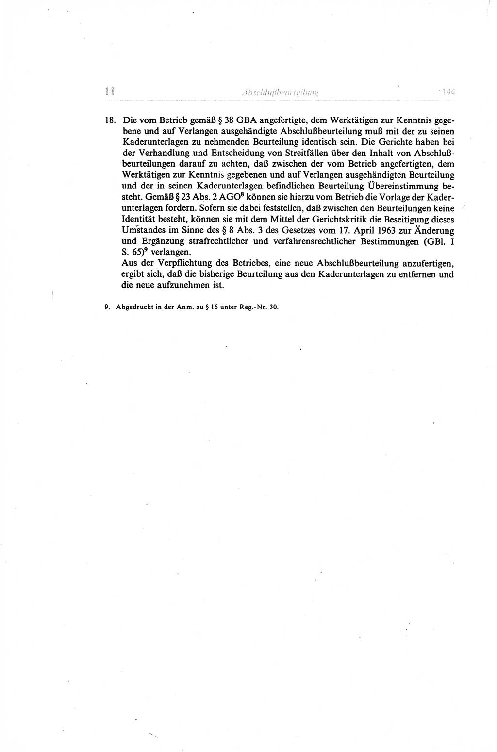 Gesetzbuch der Arbeit (GBA) und andere ausgewählte rechtliche Bestimmungen [Deutsche Demokratische Republik (DDR)] 1968, Seite 194 (GBA DDR 1968, S. 194)